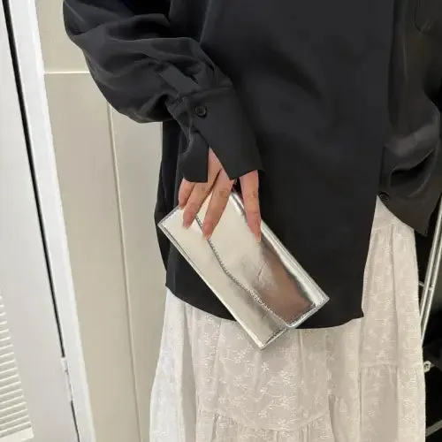 Sleek Silver PU Leather Small Wallet
