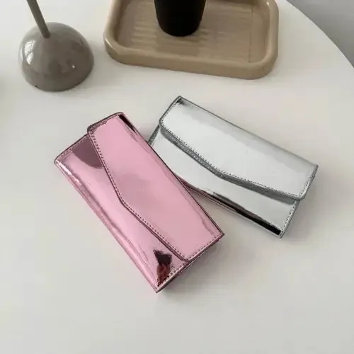 Sleek Silver PU Leather Small Wallet