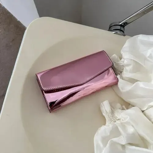 Sleek Silver PU Leather Small Wallet
