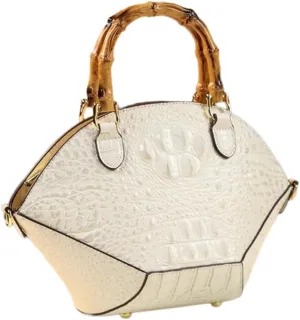 Small Clamshell Purses Bag For Women Bamboo Top-Handle Satchel Handbags Shoulder Crossbody Crocodile Pattern Leather Bags