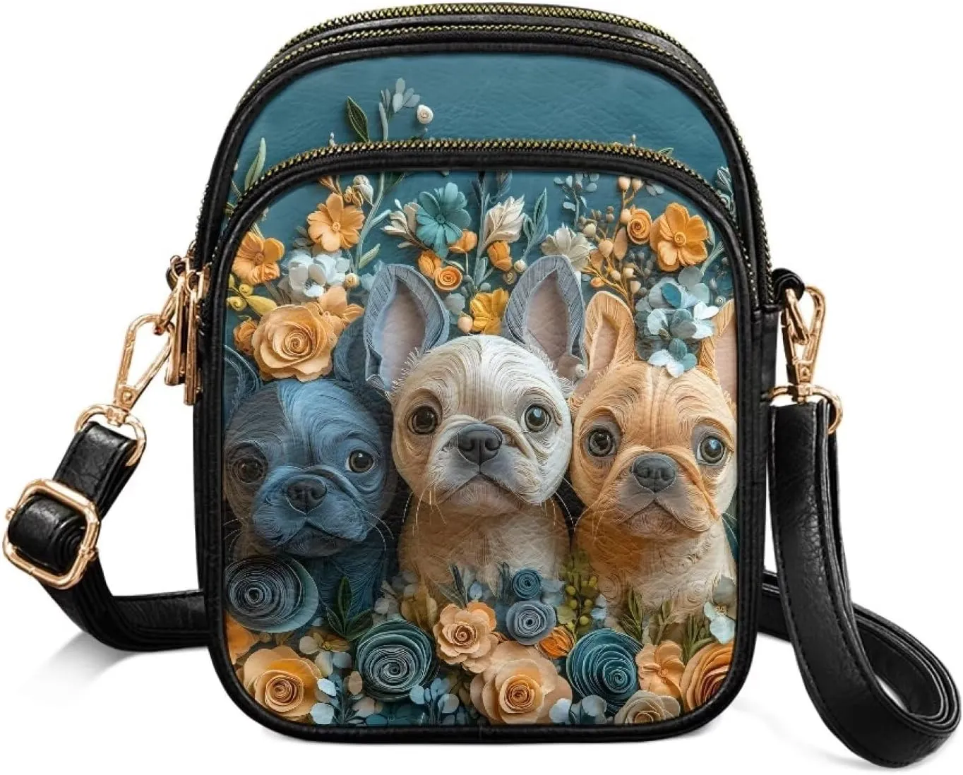 Small Crossbody Bags for Women, Daisy Sunflowers Cross Over Purse PU Leather Shoulder Handbags for Travel, Work
