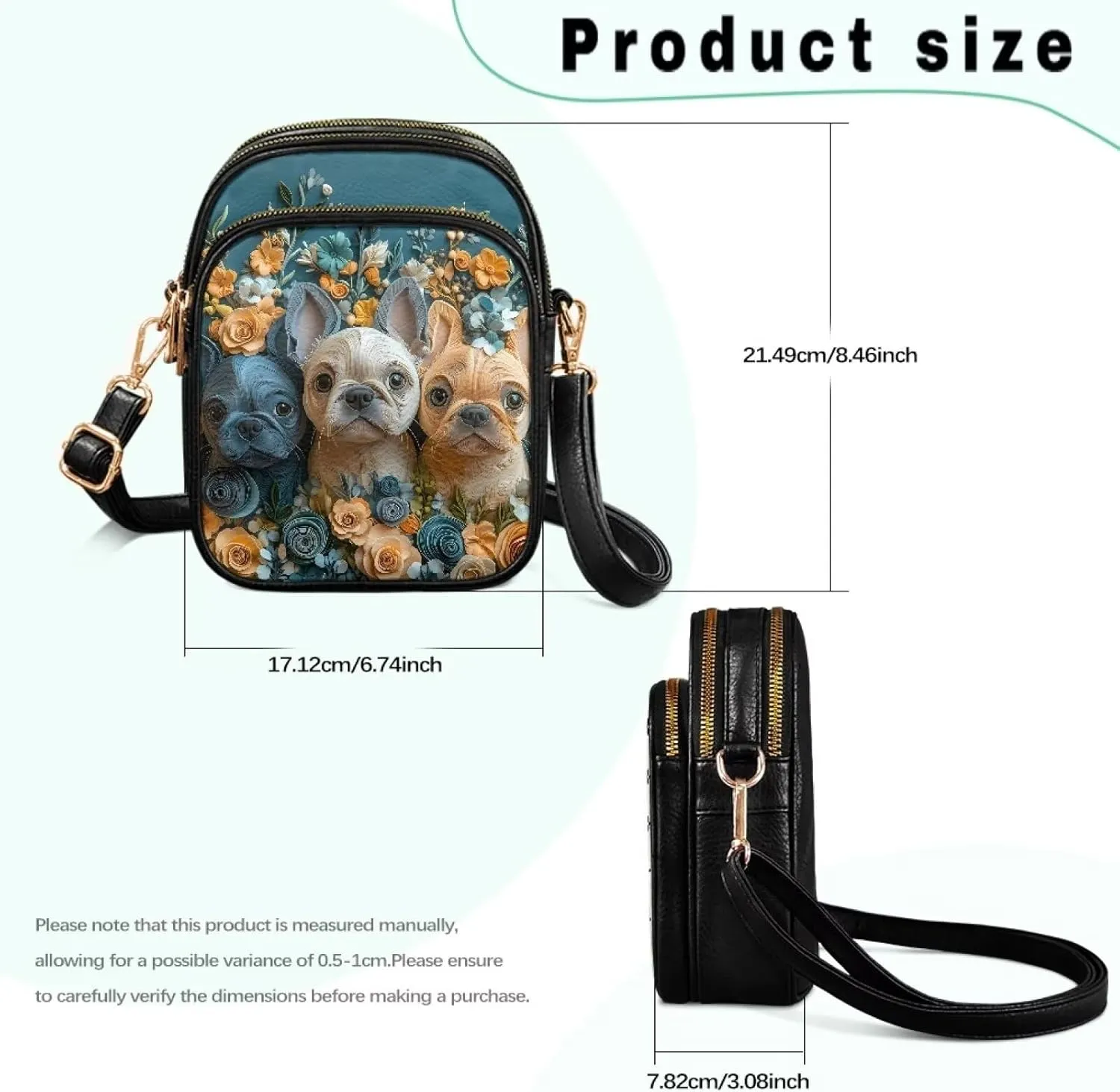 Small Crossbody Bags for Women, Daisy Sunflowers Cross Over Purse PU Leather Shoulder Handbags for Travel, Work