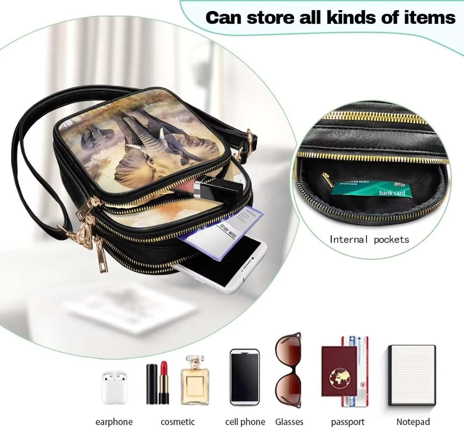 Small Crossbody Bags PU Leather Shoulder Handbags for Women, Travel Wallet Zipper Phone Pouch with Shoulder Strap