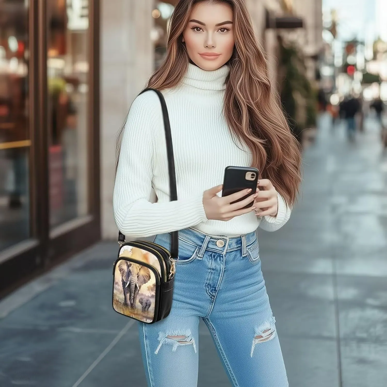 Small Crossbody Bags PU Leather Shoulder Handbags for Women, Travel Wallet Zipper Phone Pouch with Shoulder Strap