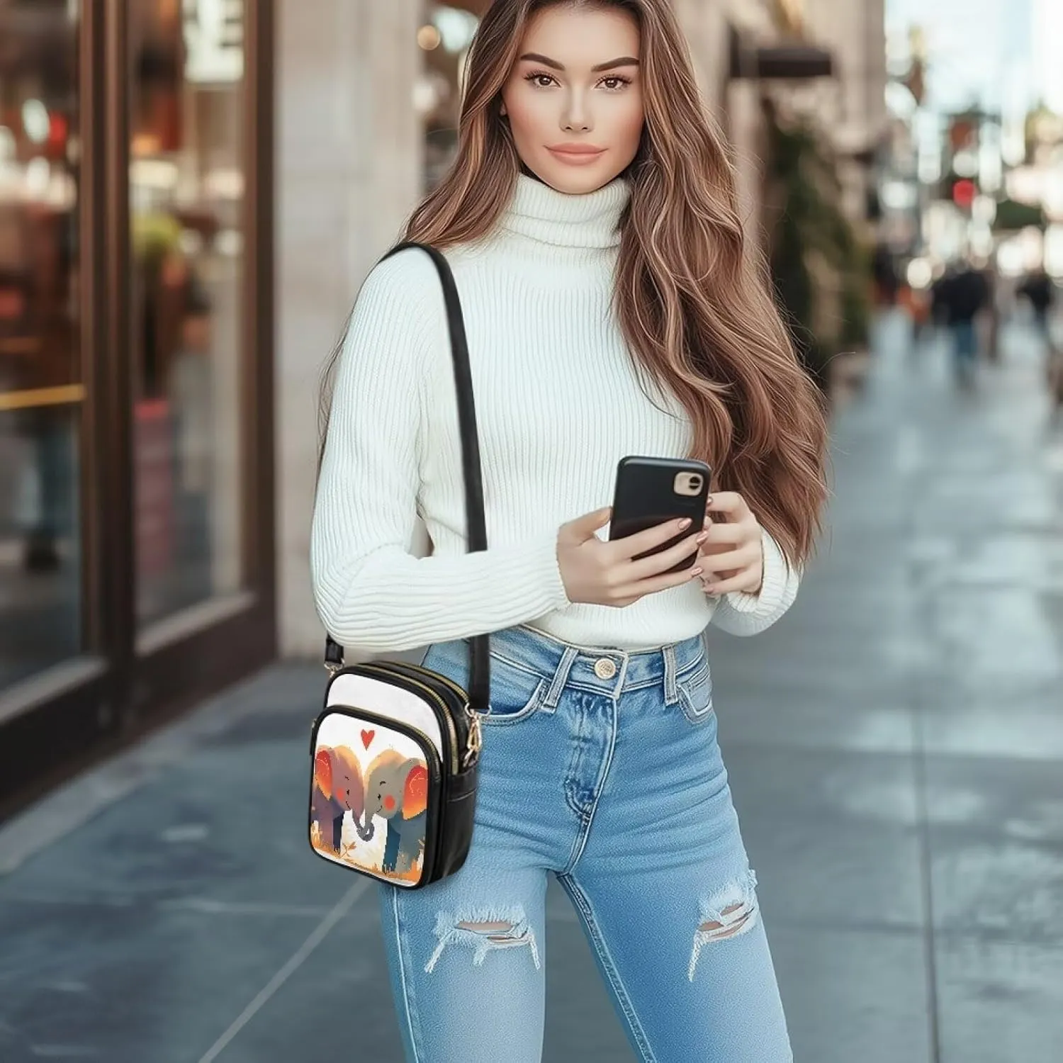 Small Crossbody Bags PU Leather Shoulder Handbags for Women, Travel Wallet Zipper Phone Pouch with Shoulder Strap