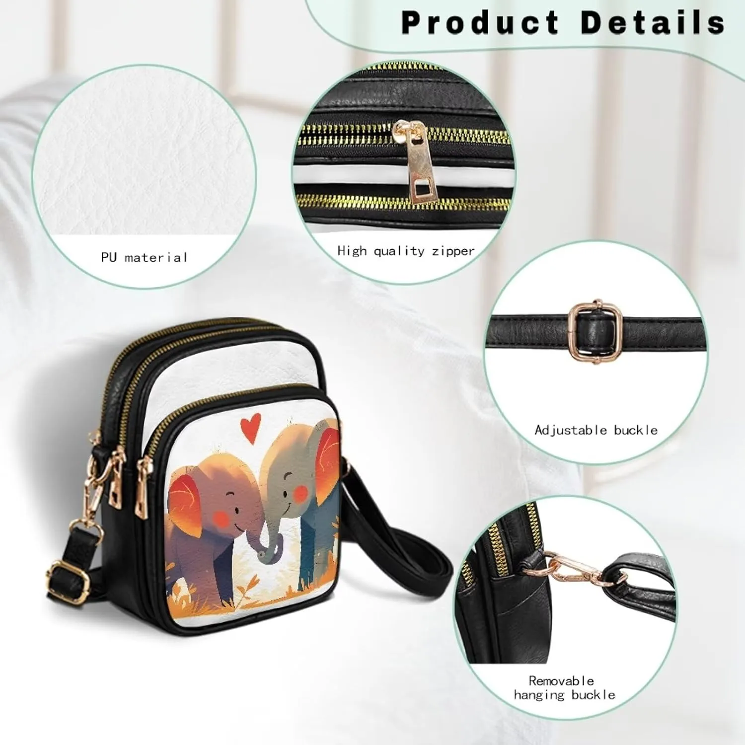 Small Crossbody Bags PU Leather Shoulder Handbags for Women, Travel Wallet Zipper Phone Pouch with Shoulder Strap