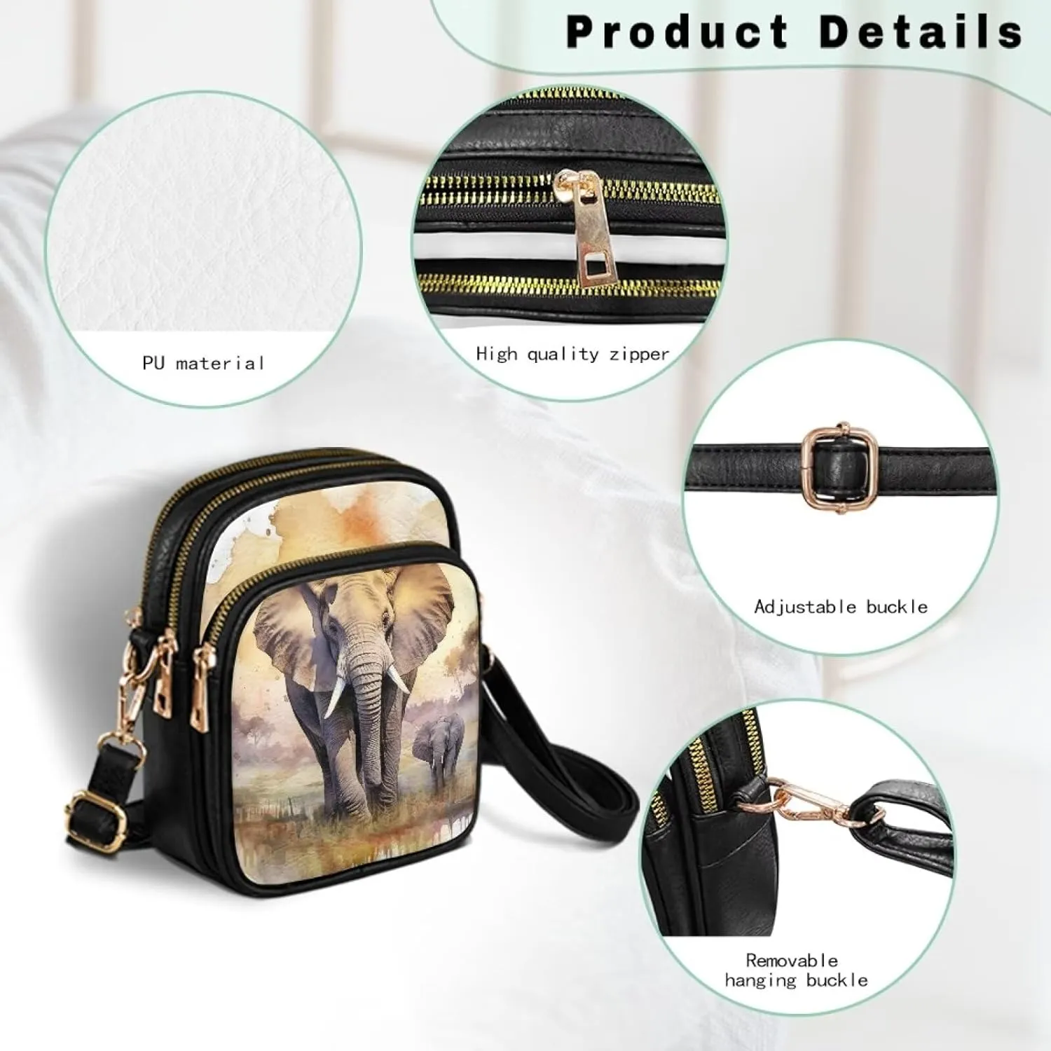 Small Crossbody Bags PU Leather Shoulder Handbags for Women, Travel Wallet Zipper Phone Pouch with Shoulder Strap