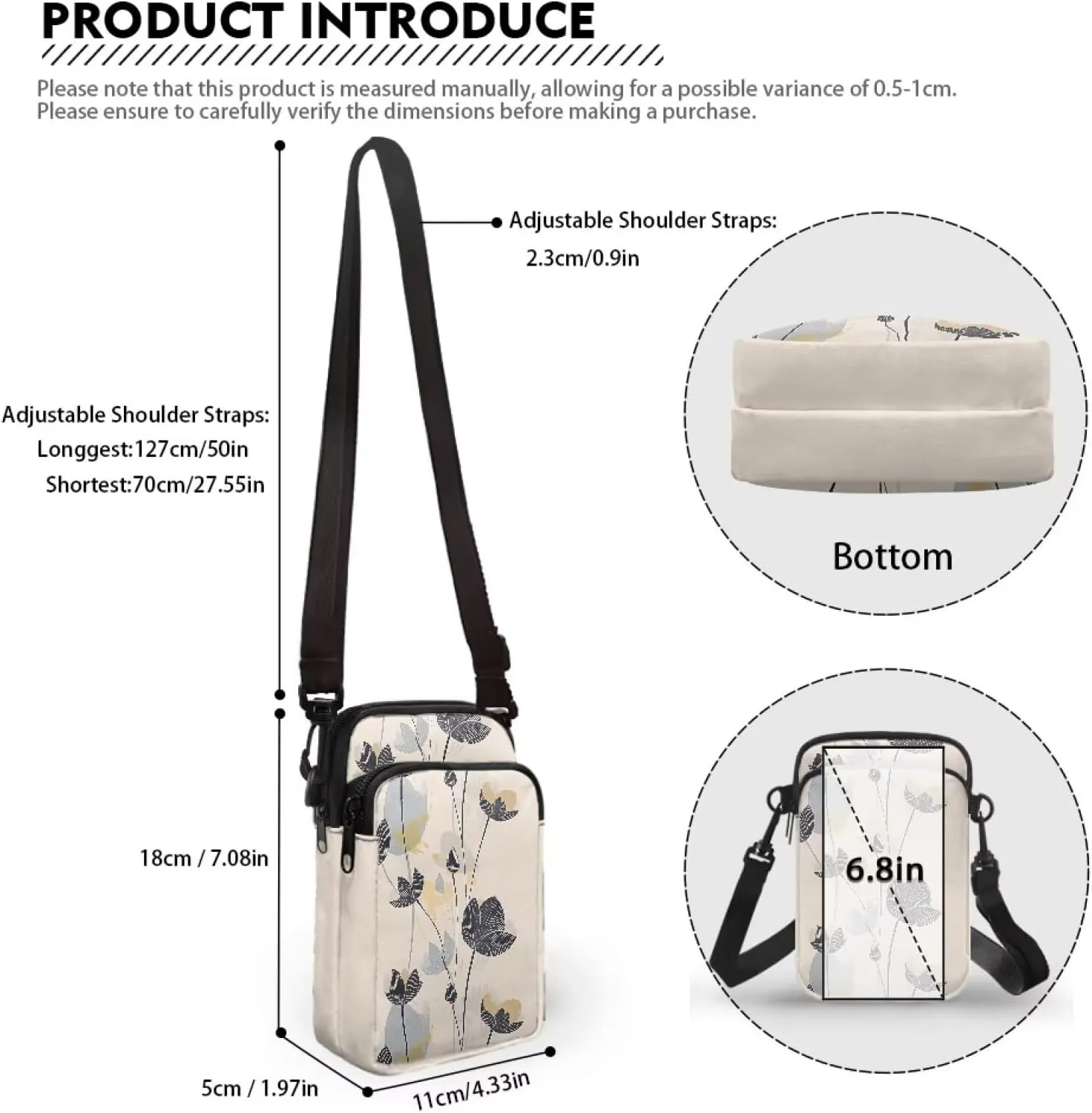 Small Crossbody Bags Purses for Women, Cartoon Animals Travel Cell Phone Pouch Bag Zipper Mini Shoulder Bag