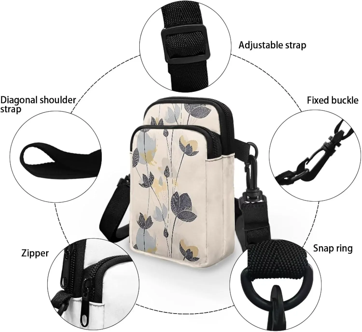 Small Crossbody Bags Purses for Women, Cartoon Animals Travel Cell Phone Pouch Bag Zipper Mini Shoulder Bag