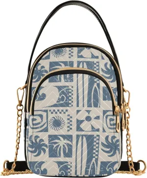 Small Crossbody Bags Summer Pattern Beach Life Elements Shoulder Bag for Women Quilted Wave Cross Body Bag