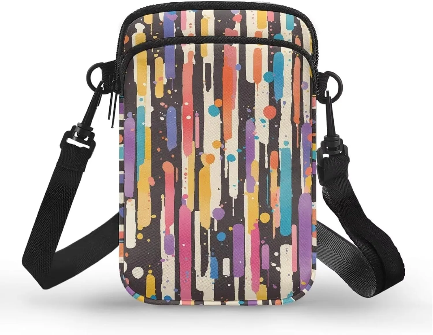 Small Crossbody Purse Zipper Cell Phone Bag, Abstract Color Art Mini Shoulder Purse Bags with Shoulder Strap