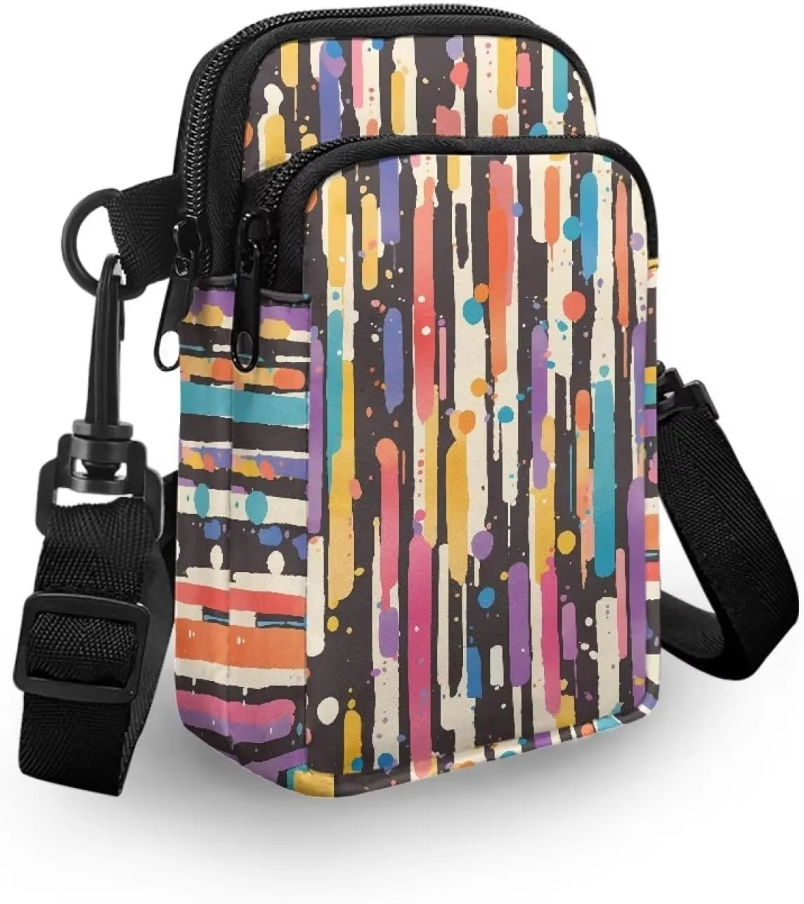 Small Crossbody Purse Zipper Cell Phone Bag, Abstract Color Art Mini Shoulder Purse Bags with Shoulder Strap