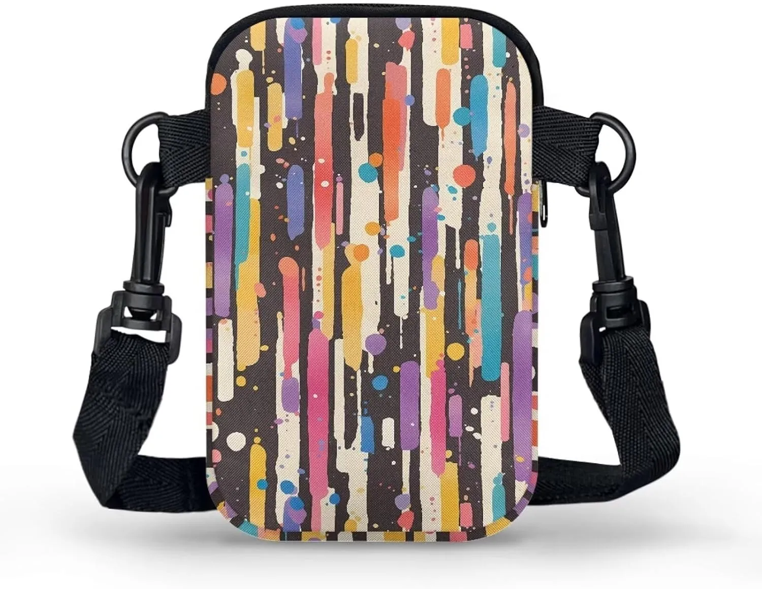 Small Crossbody Purse Zipper Cell Phone Bag, Abstract Color Art Mini Shoulder Purse Bags with Shoulder Strap