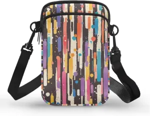 Small Crossbody Purse Zipper Cell Phone Bag, Abstract Color Art Mini Shoulder Purse Bags with Shoulder Strap
