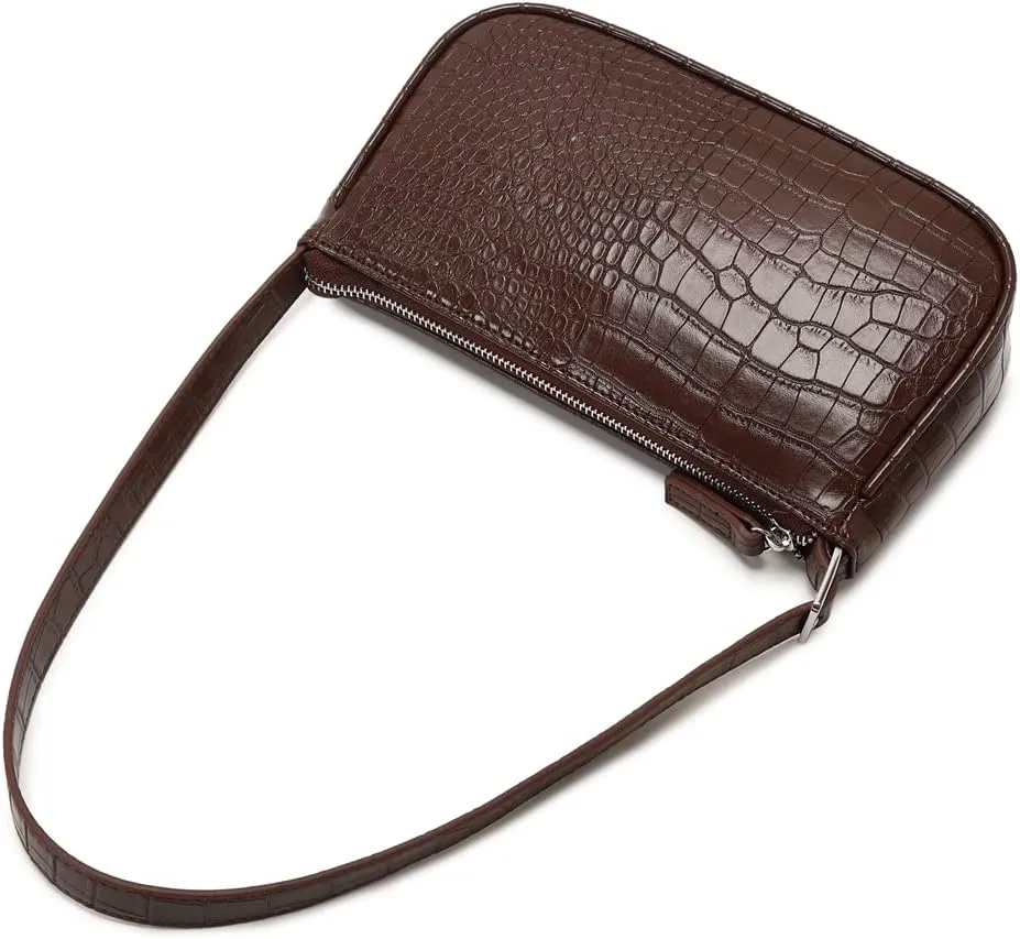 Small Purse for Women, Adjustable Shoulder Bags Crocodile Pattern Clutch Purse with Zipper Closure Retro