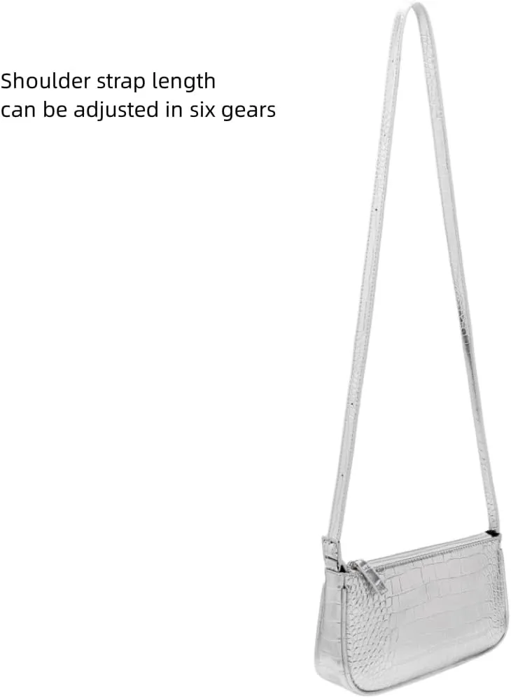 Small Purse for Women, Adjustable Shoulder Bags Crocodile Pattern Clutch Purse with Zipper Closure Retro