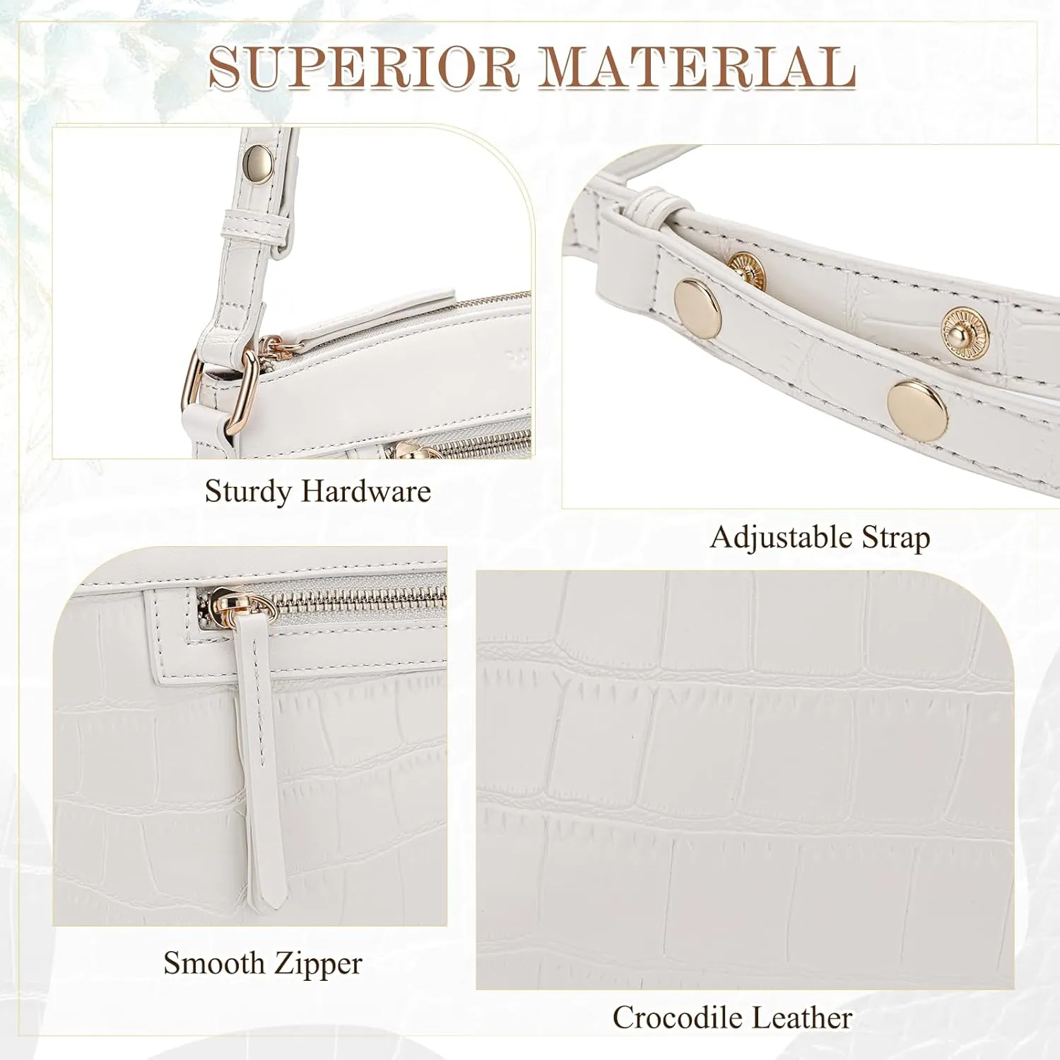 Small Shoulder Bags,RAVU Hobo Crossbody Purses for Women Crocodile Leather Clutch w Adjustable Strap