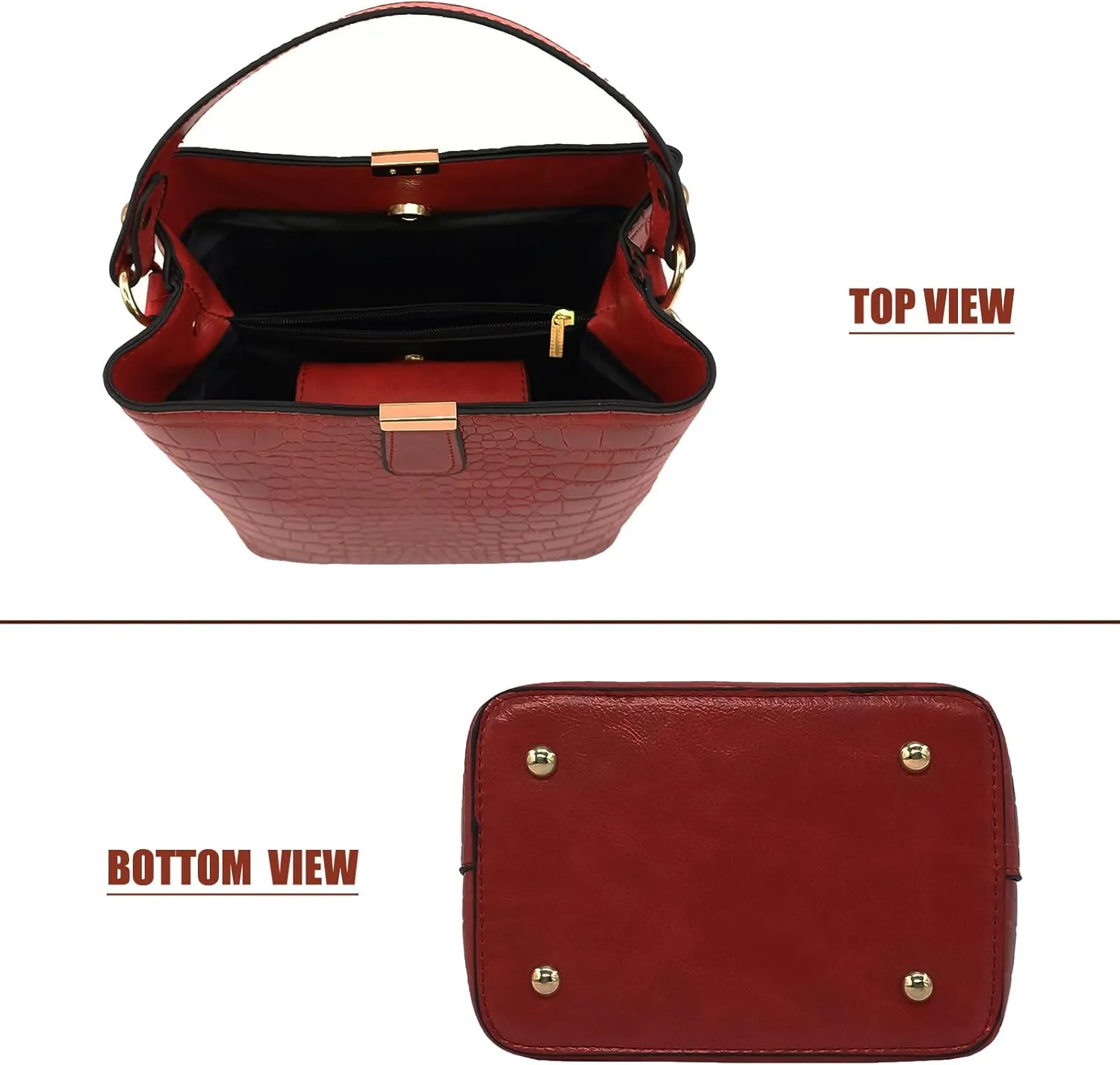 Small Square Crocodile Pattern Purses with Crossbody Strap Bucket Bags for Women with Top Handle