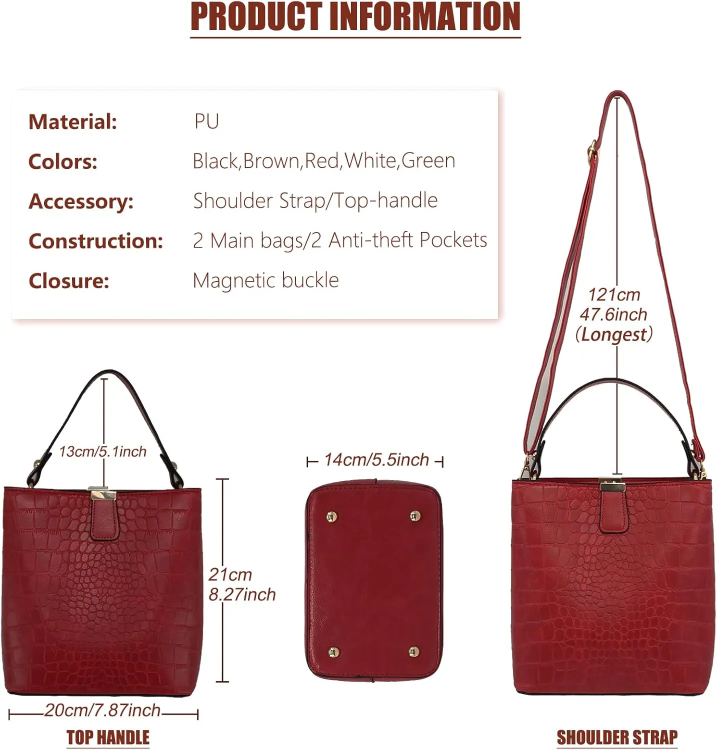Small Square Crocodile Pattern Purses with Crossbody Strap Bucket Bags for Women with Top Handle