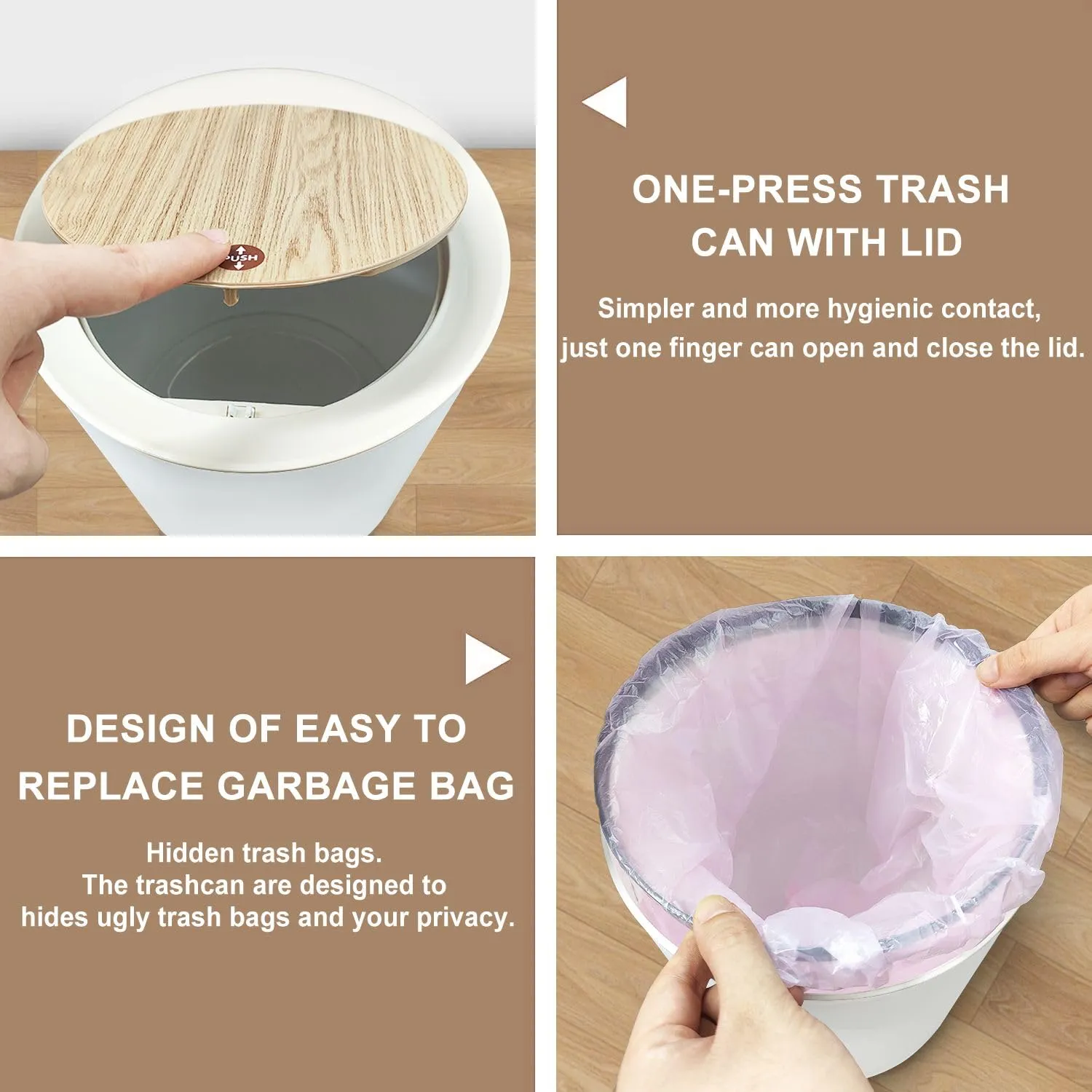 Small Trash Can with Lid sport pattern for kids clothing fabric cover car pattern cartoon white 1.8 Gallon/7L Garbage Can Waste Bin with Pop-Up Lid Wood Legs Wastebasket for Bathroom Kitchen Bedroom