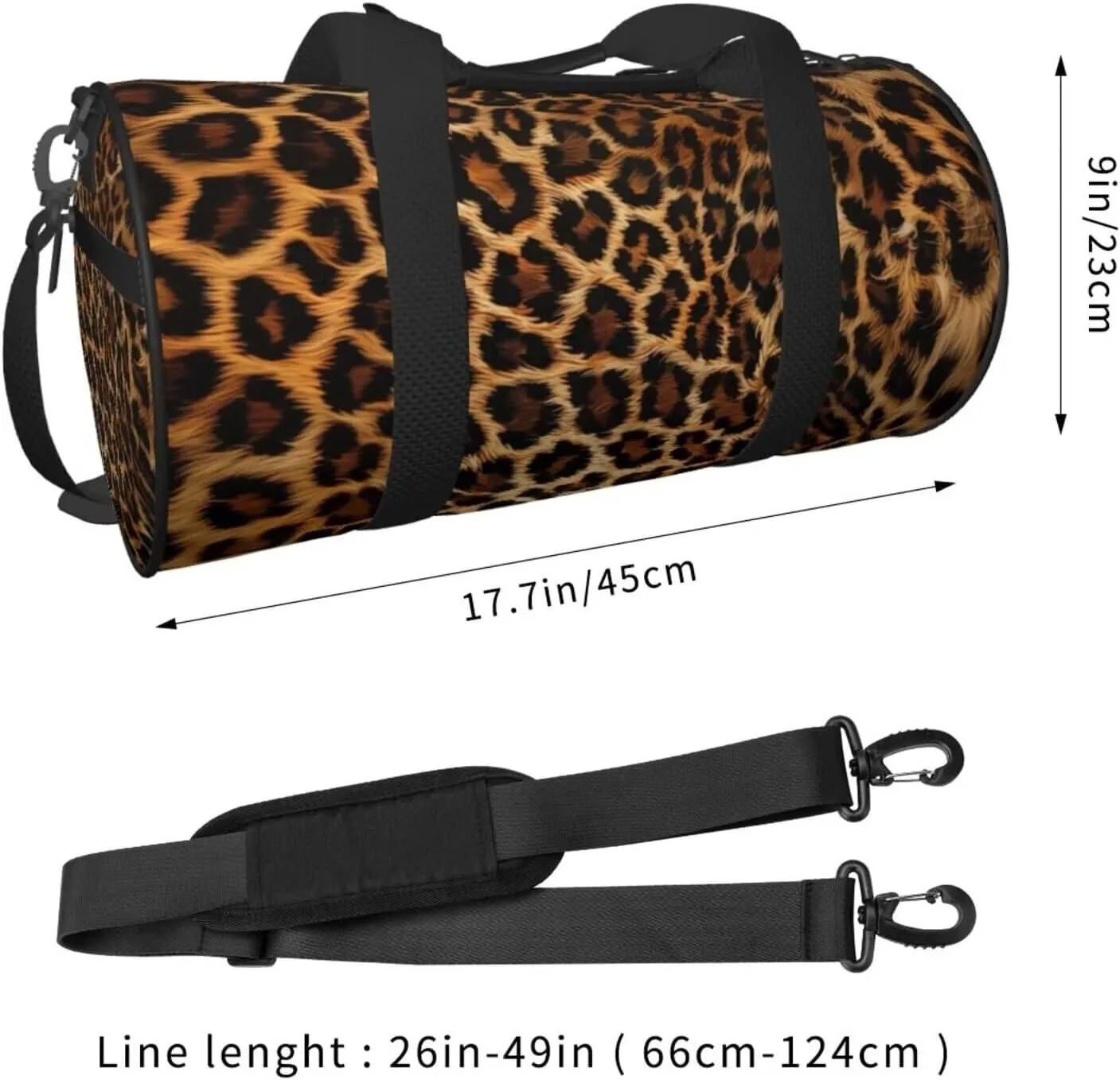 Small Travel Duffel Bag Brown Leopard Sports Tote Gym Bag, Carry on Luggage Bags for Gym, Vacation, Trips, Waterproof Lightweight Shoulder Tote Bags