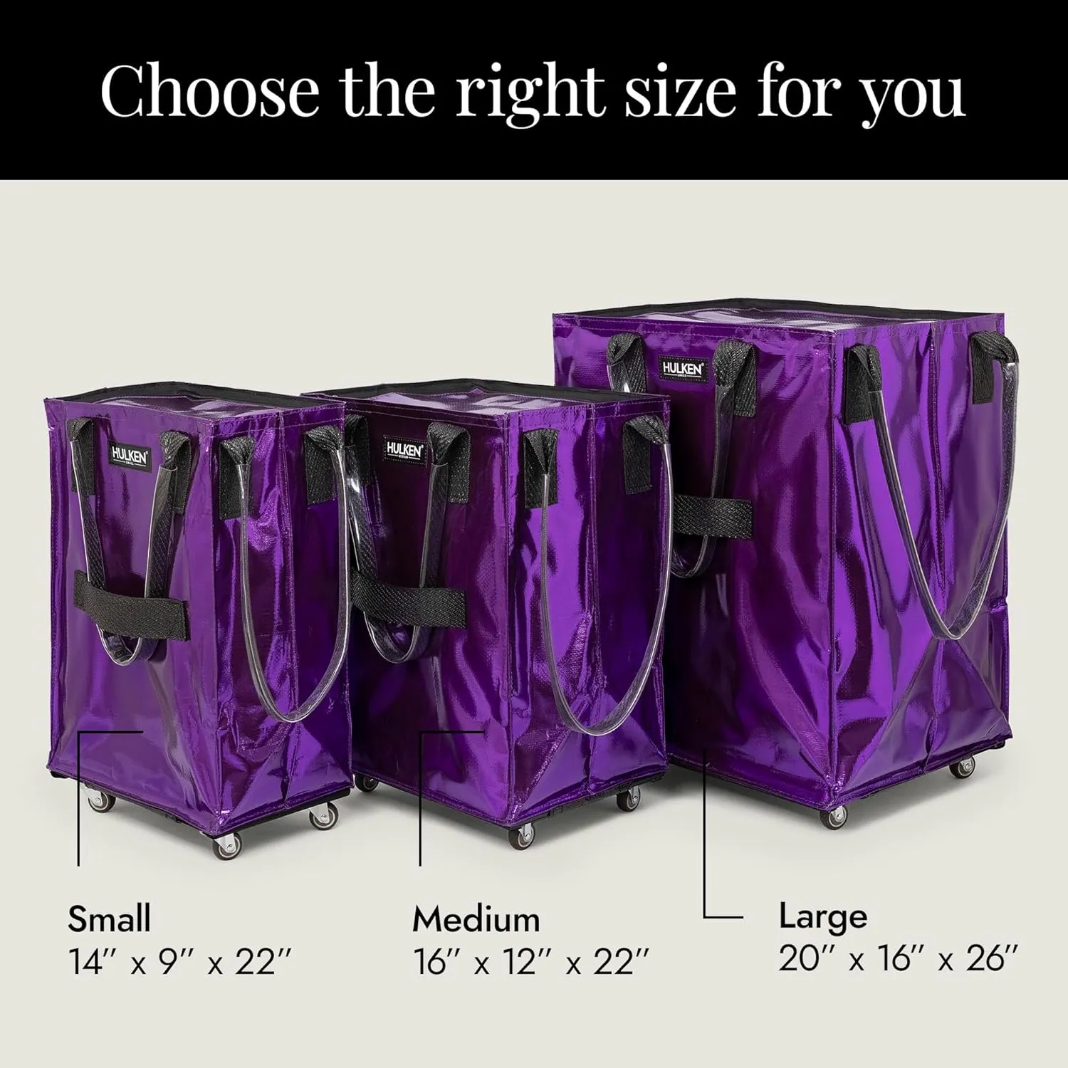 (Small, Ultraviolet) Reusable Grocery Bag On Wheels, Shopping Trolley, Rolling Tote, Zipper Closure, Lightweight, Carries Up to 66 lb, Folds Flat