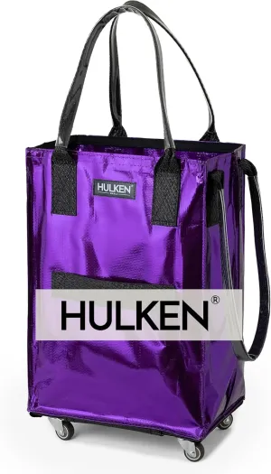 (Small, Ultraviolet) Reusable Grocery Bag On Wheels, Shopping Trolley, Rolling Tote, Zipper Closure, Lightweight, Carries Up to 66 lb, Folds Flat