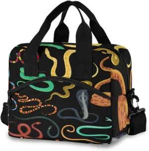Snake Animals Black Lunch Bag Insulated Lunch Box Tote Food Container Meal Prep Cooler Handbag
