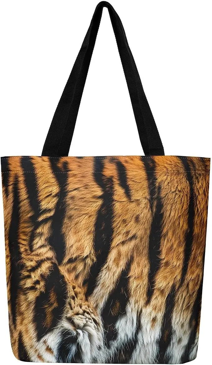 Snake Canvas Tote Bag for Women,Wild Animal The Tote Bag,Little Dragon Snake Hide Reusable Cloth Cotton Bags