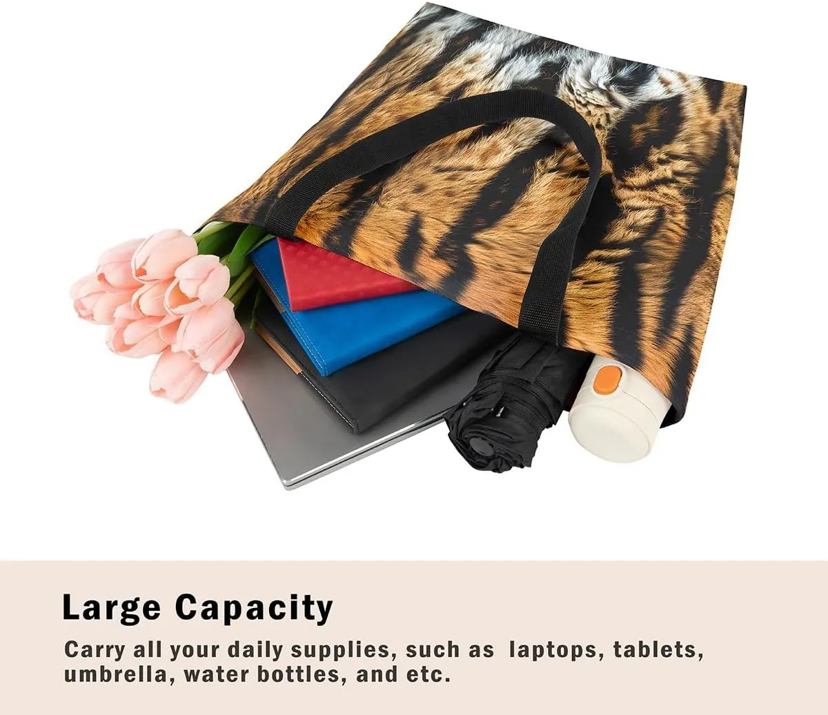 Snake Canvas Tote Bag for Women,Wild Animal The Tote Bag,Little Dragon Snake Hide Reusable Cloth Cotton Bags