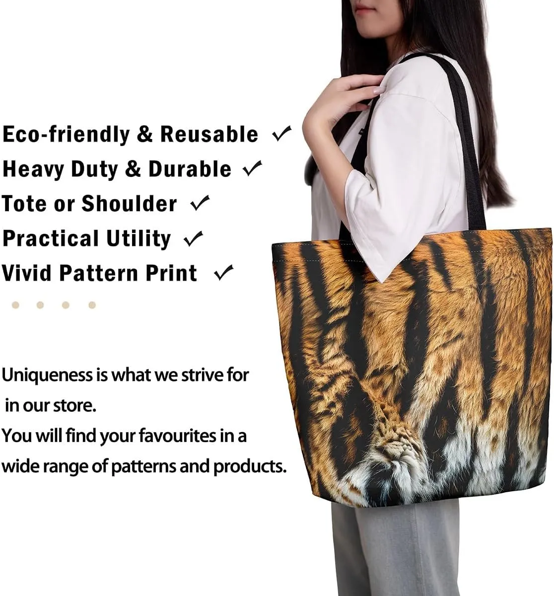 Snake Canvas Tote Bag for Women,Wild Animal The Tote Bag,Little Dragon Snake Hide Reusable Cloth Cotton Bags
