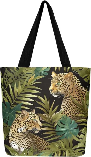 Snake Canvas Tote Bag S-Shaped Little Dragon Foldable Beach Bag,Green Snake Hide Handbag for Women