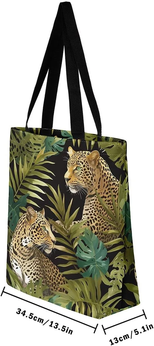 Snake Canvas Tote Bag S-Shaped Little Dragon Foldable Beach Bag,Green Snake Hide Handbag for Women