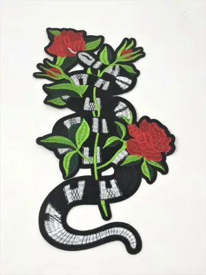 Snake Flower Patch 12" Long Iron On (Gucci Styled)