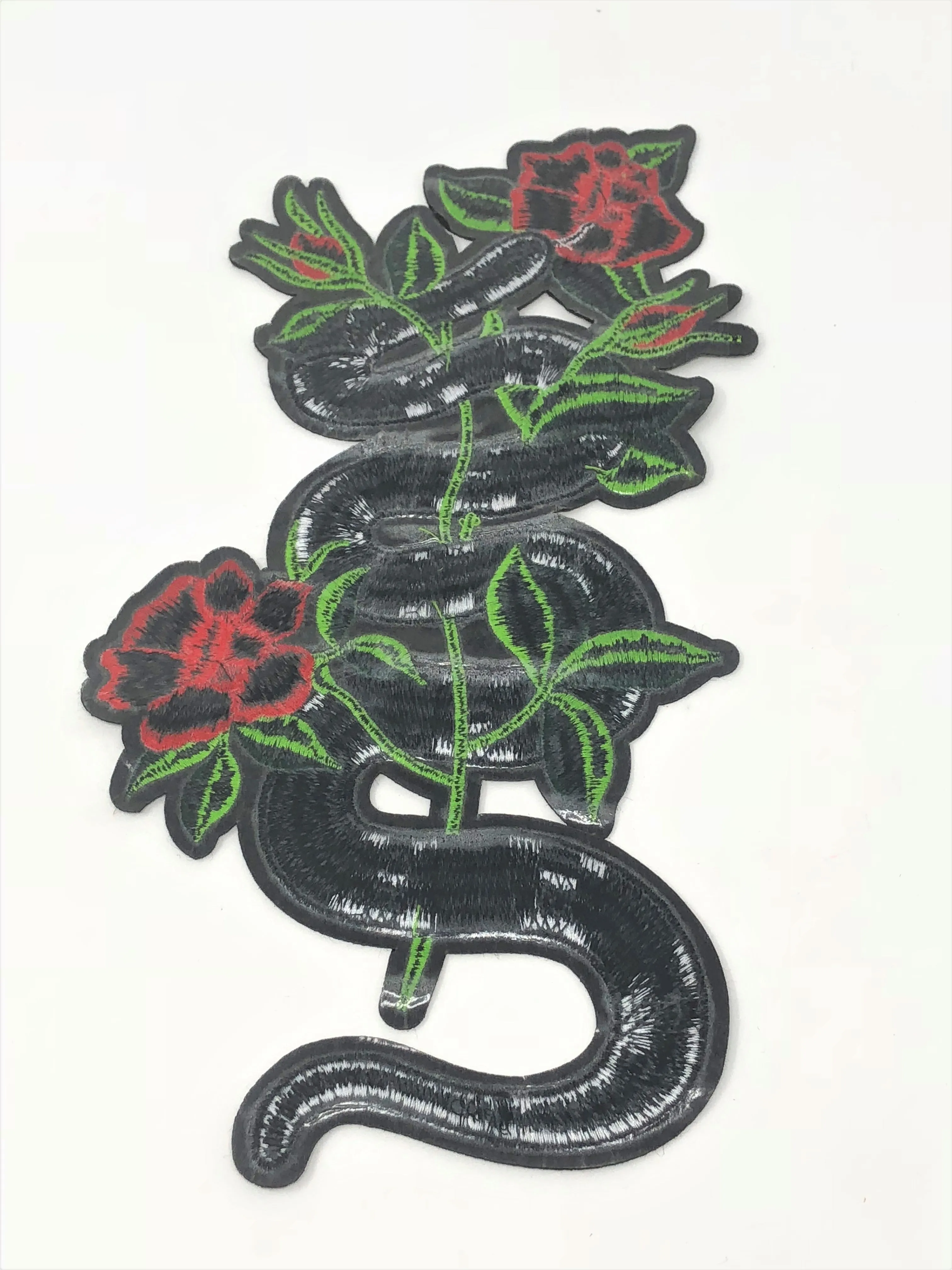 Snake Flower Patch 12" Long Iron On (Gucci Styled)