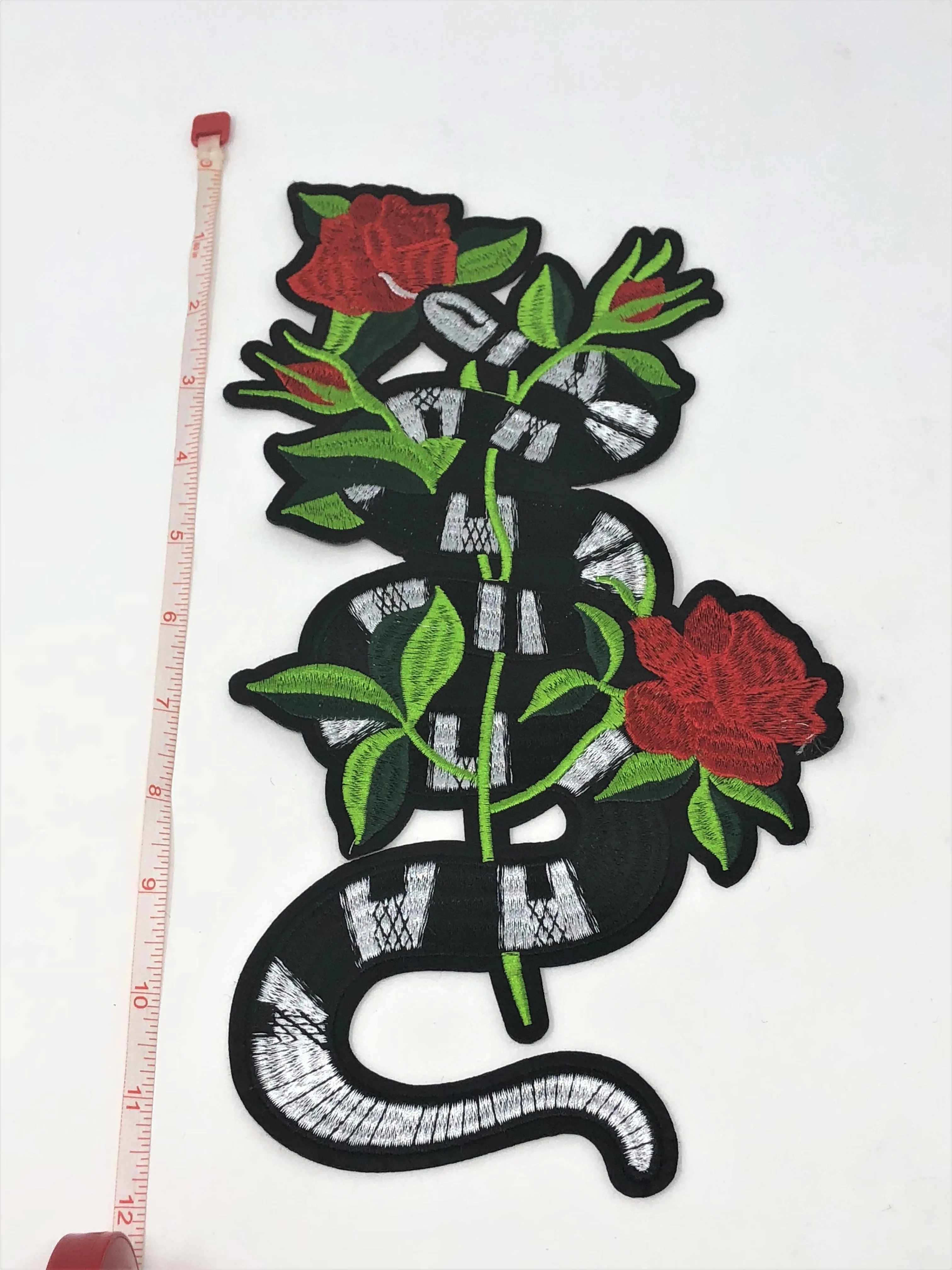 Snake Flower Patch 12" Long Iron On (Gucci Styled)