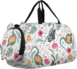 Snake Flowers Flora Sports Duffle Bag for Girls Boys, Gym Bag with Shoe Compartment, Kids Travel Overnight Weekender Shoulder Bag