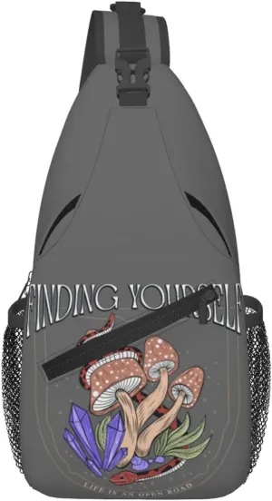 Snake Magic Mushrooms Mystical Finding Yourself Chest Sling Bag Crossbody Shoulder Backpack Bag Gym Cycling Daypack Travel Hiking Cross Bag