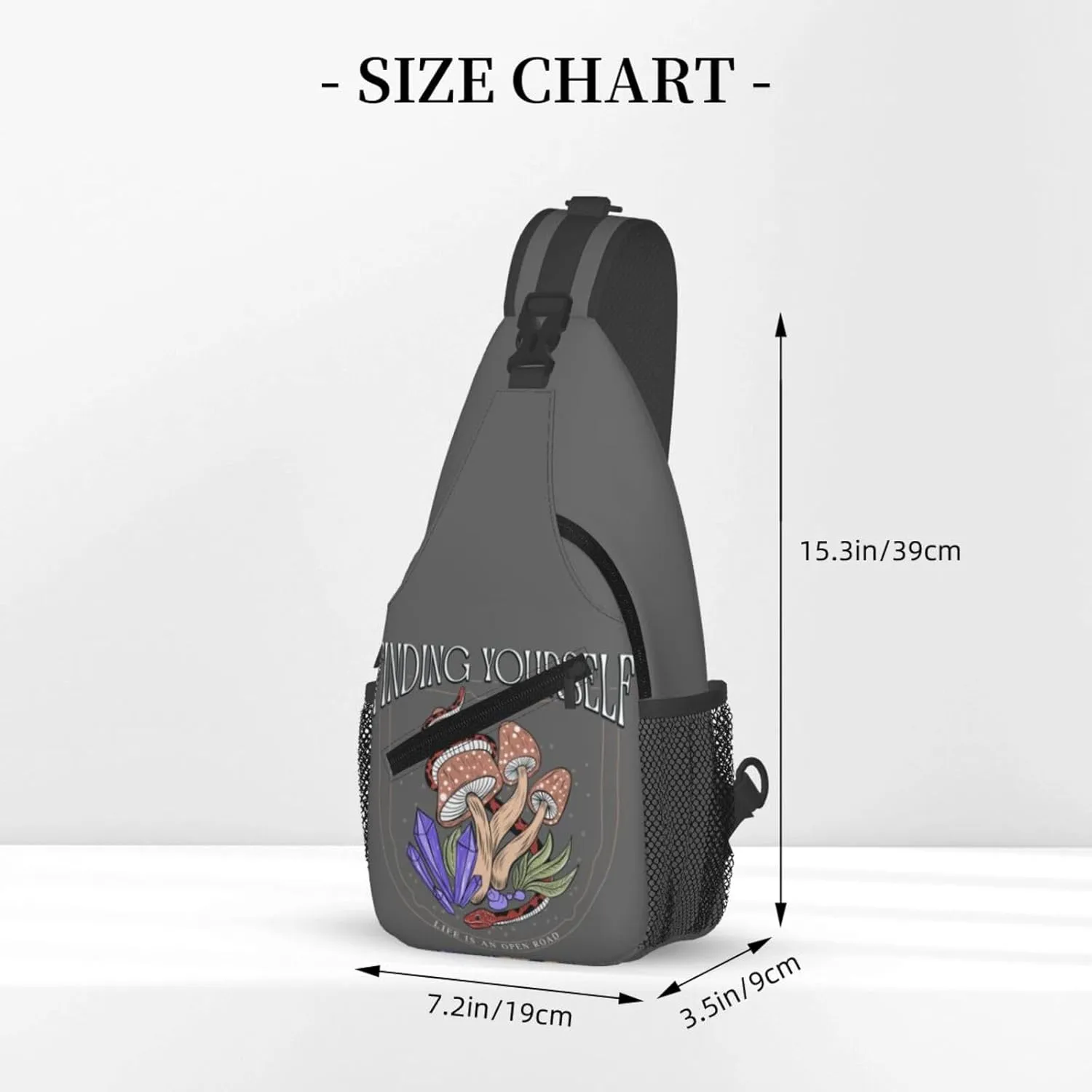 Snake Magic Mushrooms Mystical Finding Yourself Chest Sling Bag Crossbody Shoulder Backpack Bag Gym Cycling Daypack Travel Hiking Cross Bag