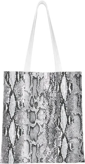 snake skin black and white print Canvas Tote Bag for Women,Womens Purse Handbags for Travel Beach Nurse College Gift