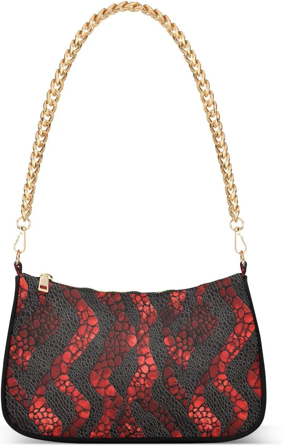 Snake Skin Fur Texture Crimson romantic Leather trendy chain cross body purses hand bags for women for for work