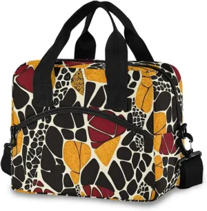 Snake Skin Insulated Lunch Box for Women Men Reusable Lunch Bag for Office Picnic Cooler Bags with Adjustable Shoulder Strap