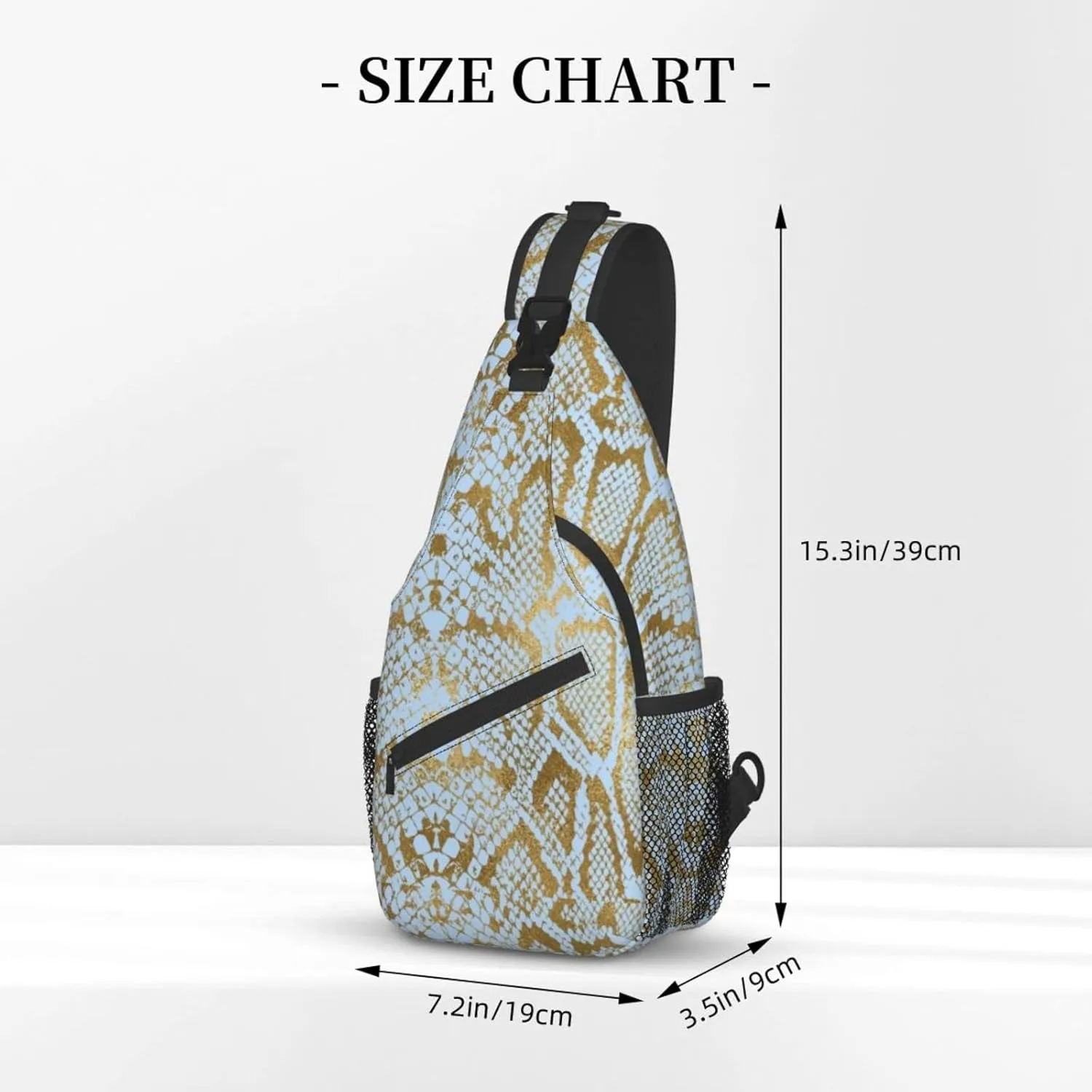 Snake Skin Sling Bag Animal Crossbody Chest Daypack Casual Backpack Women Shoulder Bag For Travel Picnic