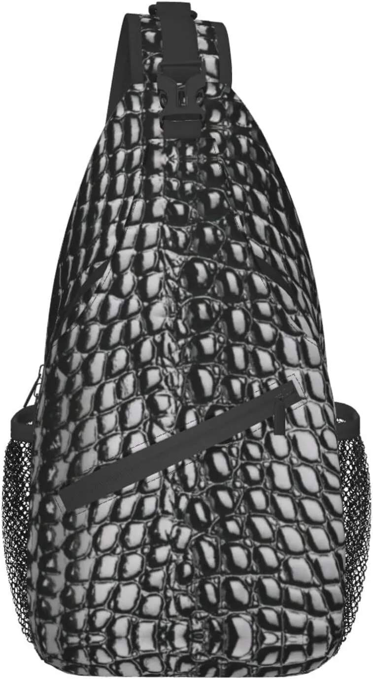 Snake Skin Sling Bag Animal Crossbody Chest Daypack Casual Backpack Women Shoulder Bag For Travel Picnic