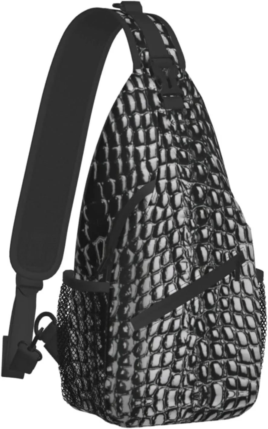 Snake Skin Sling Bag Animal Crossbody Chest Daypack Casual Backpack Women Shoulder Bag For Travel Picnic