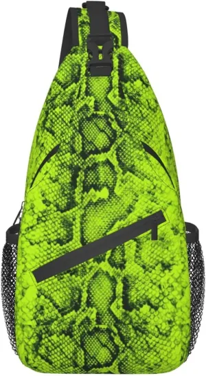 Snake Skin Sling Bag Animal Crossbody Chest Daypack Casual Backpack Women Shoulder Bag For Travel Picnic