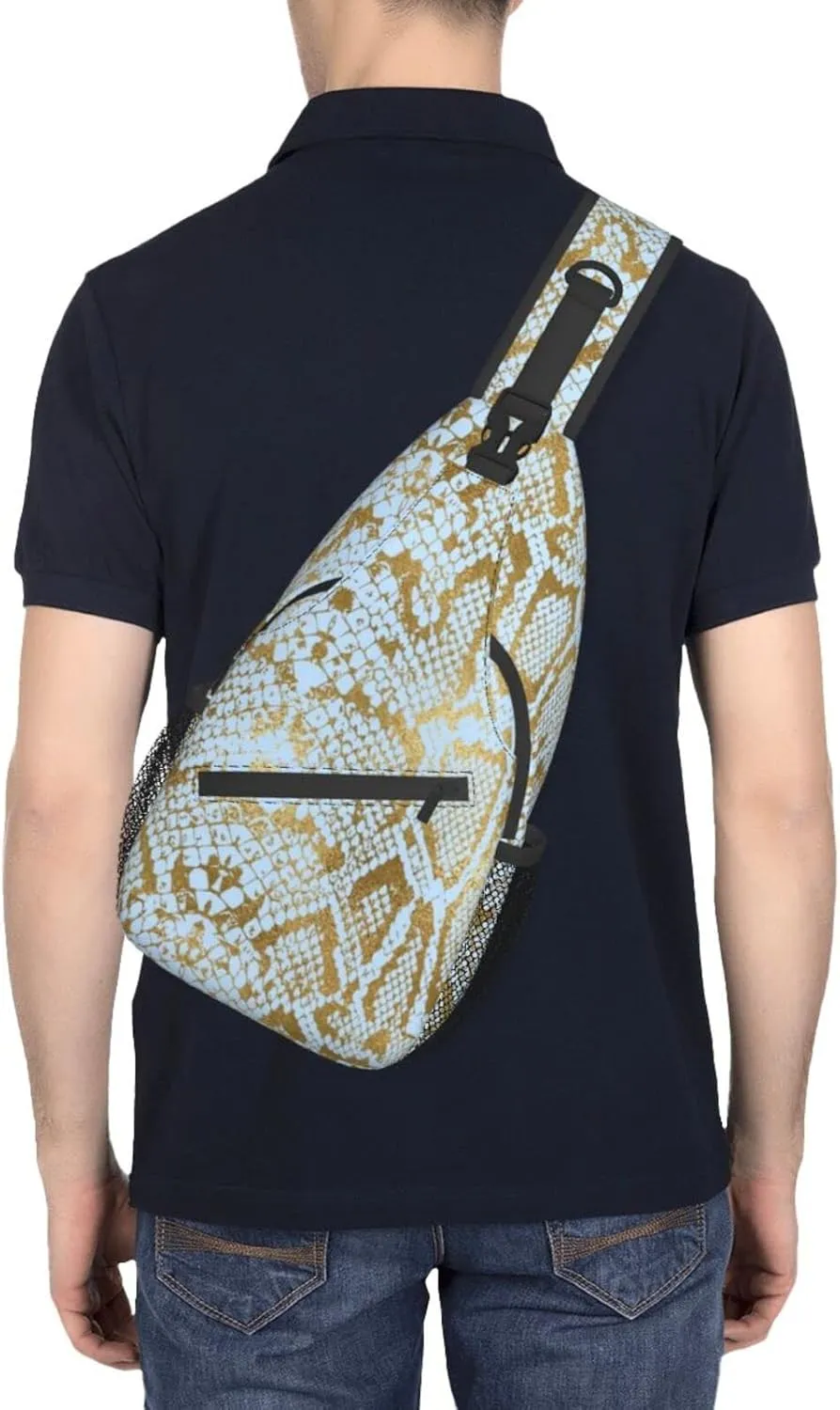 Snake Skin Sling Bag Animal Crossbody Chest Daypack Casual Backpack Women Shoulder Bag For Travel Picnic