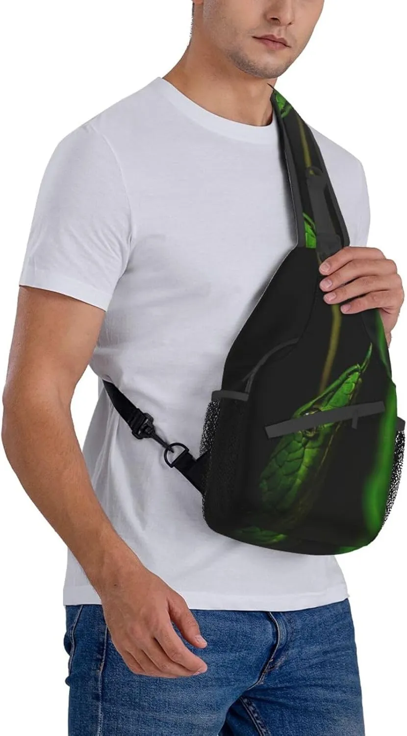 Snake Sling Bag Animal Crossbody Chest Daypack Casual Backpack Snake Shoulder Bag Cool Hiking Bag Horror Bag