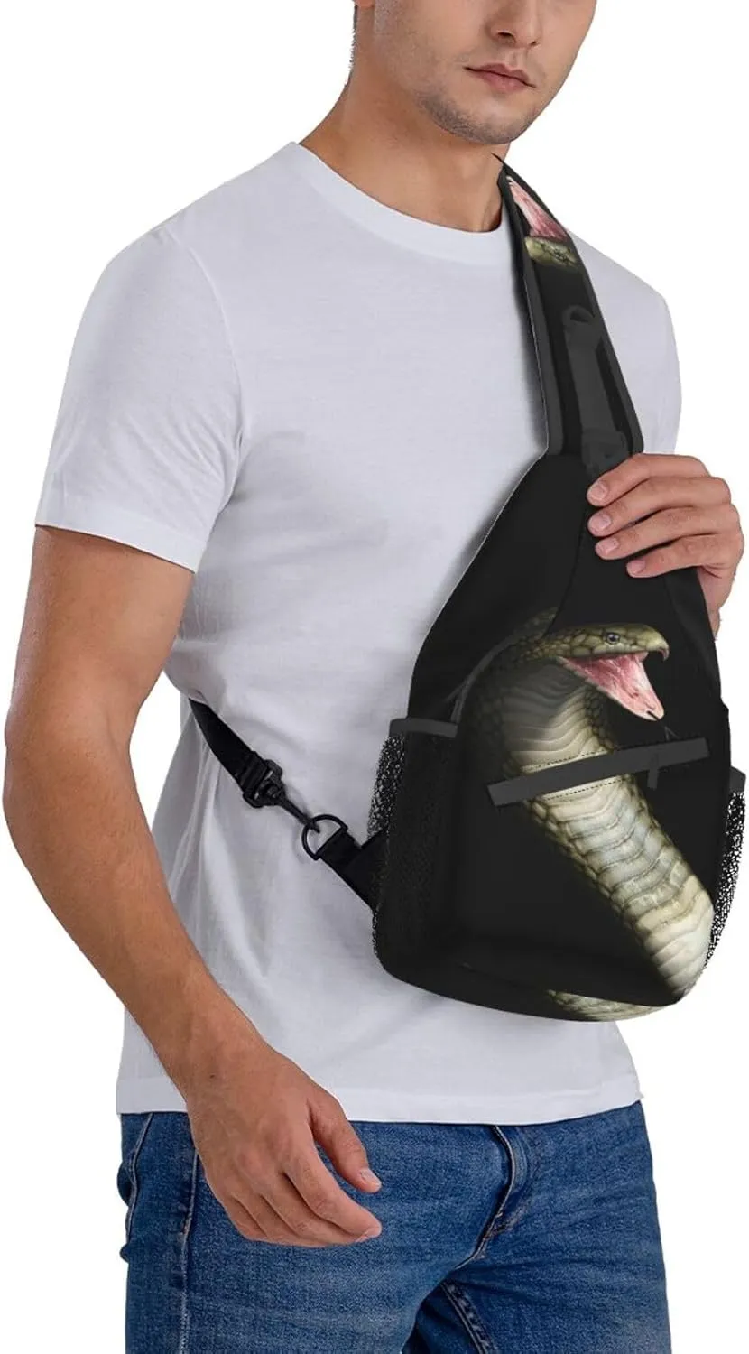 Snake Sling Bag Animal Crossbody Chest Daypack Casual Backpack Snake Shoulder Bag Cool Hiking Bag Horror Bag