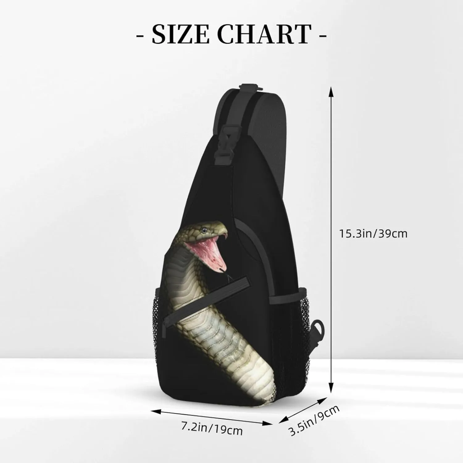 Snake Sling Bag Animal Crossbody Chest Daypack Casual Backpack Snake Shoulder Bag Cool Hiking Bag Horror Bag